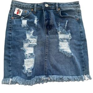 Rue 21 Ripped Mini Denim Women Skirt Size 9/M